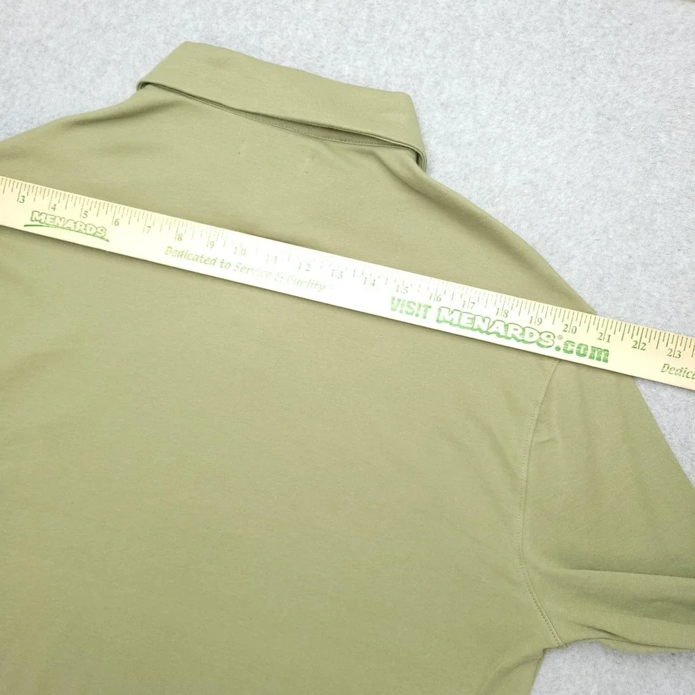 Banana Republic Polo Shirt Mens L‎ Green Solid Cotton Long Sleeve Luxe Touch Top